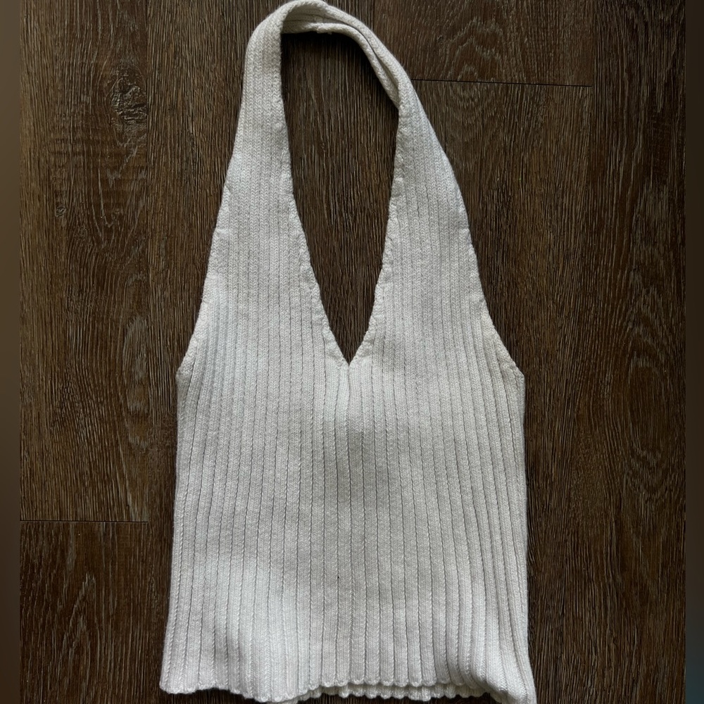 Forever 21 Ribbed Knit Crop Halter Top